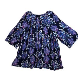 Women's Lane Bryant Top Size 26/28 With Blue Purple And Tie Waist